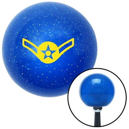 American Shifter 24467 Yellow Airman Blue Metal Flake Shift Knob with M16 x 1.5 Insert Shifter Auto Manual