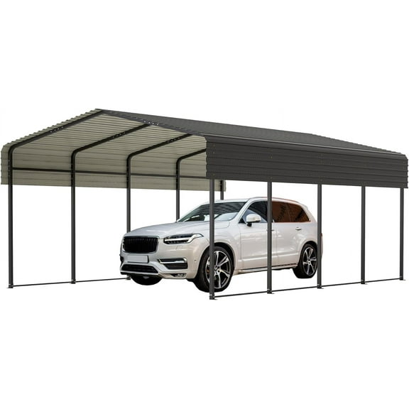 Thanaddo 13x20 ft Gray Metal Carport with Galvanized Steel Roof Frame