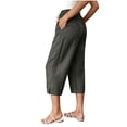 thumbnail image 5 of Cutuoiiu Casual Womens Cropped Pants Cotton Polyester Blend Elastic Waist with Button Cuffs and Pockets for Travel Gift, 5 of 9