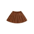 thumbnail image 1 of Kmbangi Kid Girl Leather Pleated Skirts Solid Color Knee Length Skirt, 1 of 8