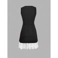 thumbnail image 4 of Black And White Sleeveless Round Neck Fit & Flare Mini Dress With Ruffle Hem, 4 of 6