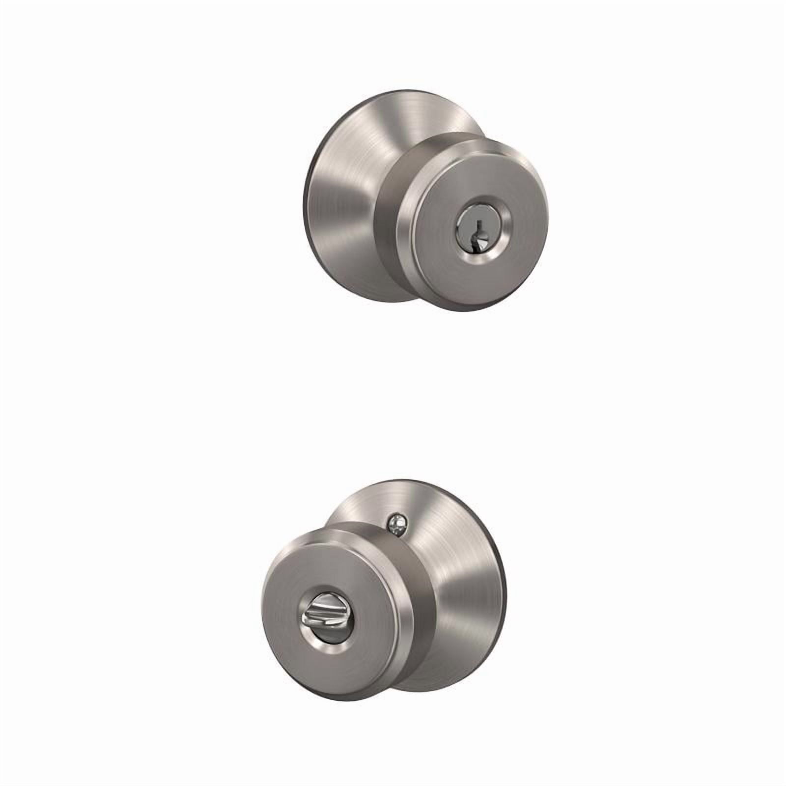 Schlage F51VBWE619 Bowery Entry Door Knob Handleset, Satin Nickel - Quantity 1