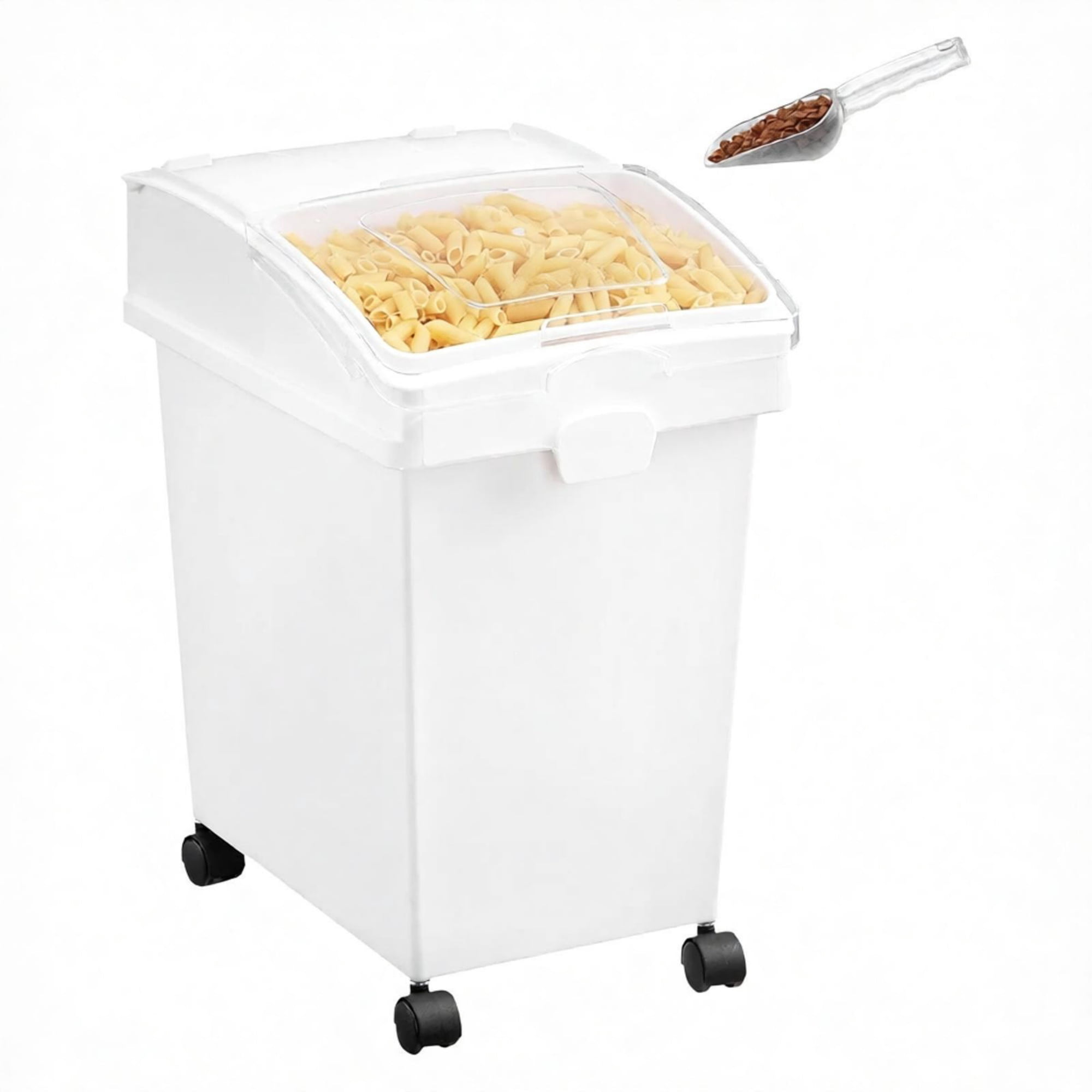 3 Pack 25L Large Rice Storage Container, Airtight Dog Food Dispenser Bin with Wheels & 3 Scoops, Kitchen Grain Cereal Flour Organizer