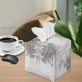 thumbnail image 5 of Psesaysky Decorative Car Tissue Holder, Grey Square Tissue Box Cover PU Leather Facial Paper Case Organizer Dispenser for Bathroom, Vanity Countertop, Night Stands, Desk, 5 of 7