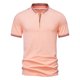 thumbnail image 2 of pstuiky camisetas de hombre, Camisa informal de manga corta con cuello alto, bordado y cremallera de color liso para hombre camisas casuales para hombre m, 2 of 9