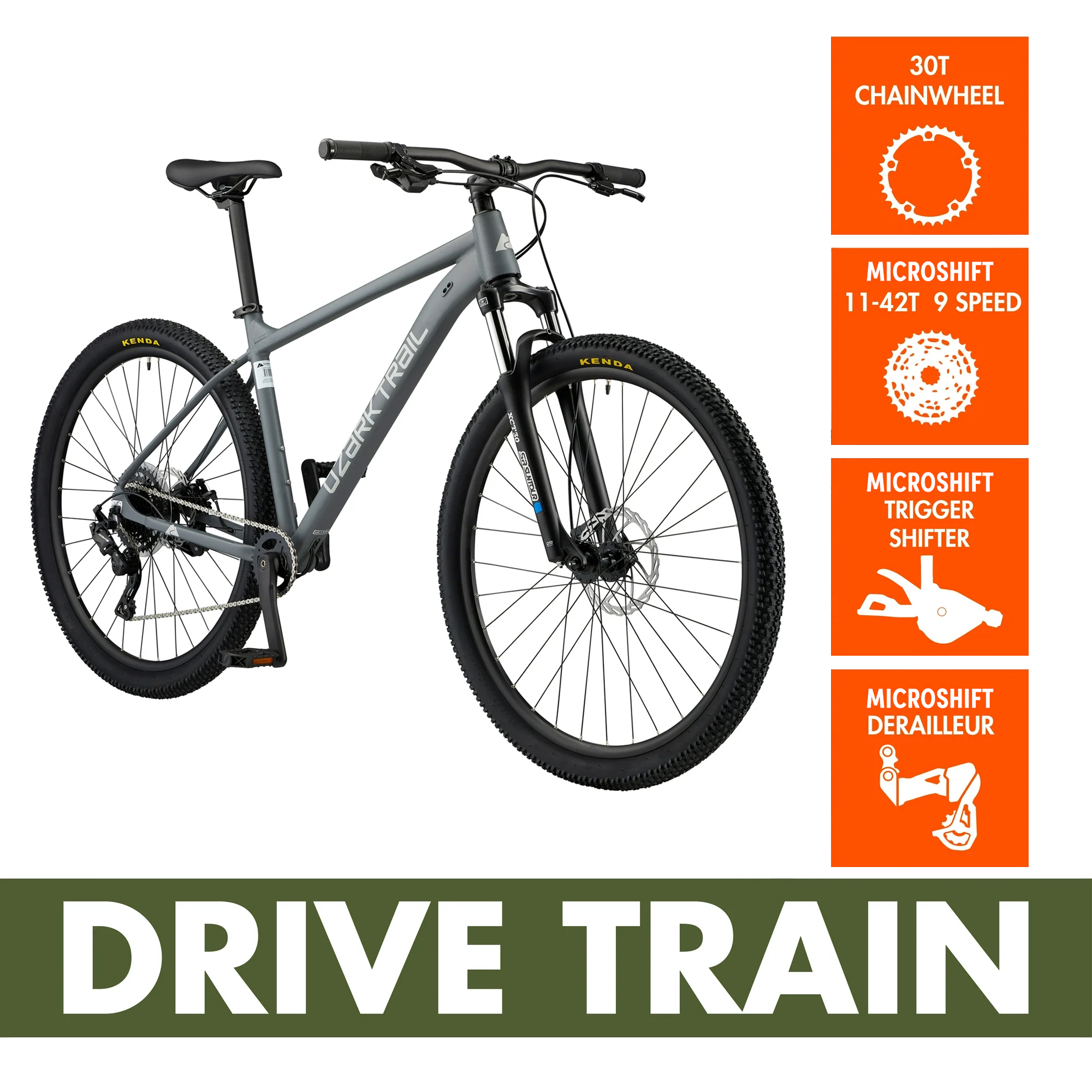 Bicicleta de Montaña Ozark Trail Ridge de 29 pulgadas, Marco Grande de 19 pulgadas, Gris, Para Ciclistas de 5 pies 9 pulgadas a 6 pies 2 pulgadas o más, Adulto Unisex 3