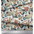 thumbnail image 3 of Soimoi Modal Satin Fabric Floral,Bird & Animal Cartoon Print Fabric by The Yard 42 Inch Wide, 3 of 3