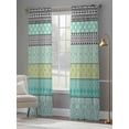thumbnail image 4 of Teal Black Boho Sheer Curtains 84 Inch Length 2 Panels Set, Vintage Ethnic Tribe Abstract Art Voile Window Treatment Rod Pocket Curtains Sheers Drapes for Bedroom/Living Room/Kitchen 52"x84"x2, 4 of 7