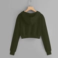 thumbnail image 4 of ClodeEU Womens Cropped Zip Up Hoodie Sweatshirts ,Long Sleeves with Drawstring Sweatshirts Tops Army Green,Womens Plus L, 4 of 5