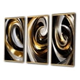thumbnail image 3 of Designart "Black White Gold Swirl Liquid Dimension II" Abstract Spirals Framed Wall Art Set Of 3 - Gold Transitional Frame Canvas Set For Living Room Decor, 3 of 6