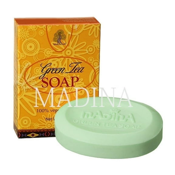 Madina Green Tea & Vitamin E Soap Bar, Antioxidant, Moisturizing, Hydrating, Skin Rejuvenating, Vegetable-Based, For All Skin Types, 6 Pack (3.5 oz Each)