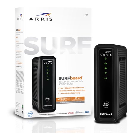 ARRIS SURFboard (16x4) DOCSIS 3.0 Cable Modem / AC1600 Dual-Band WiFi Router. Approved for XFINITY Comcast, Cox, Charter and most other Cable Internet providers for plans up to 300 (Best Place For Wifi Router In 2 Story House)
