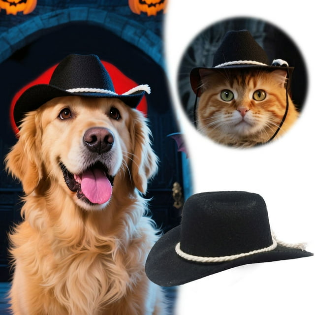 Chapeau pour Chat Élégant - Accessoire en Denim avec Imprimé Étoile pour Petit - Polyester Confortable pour Usage Intérieur et Extérieur