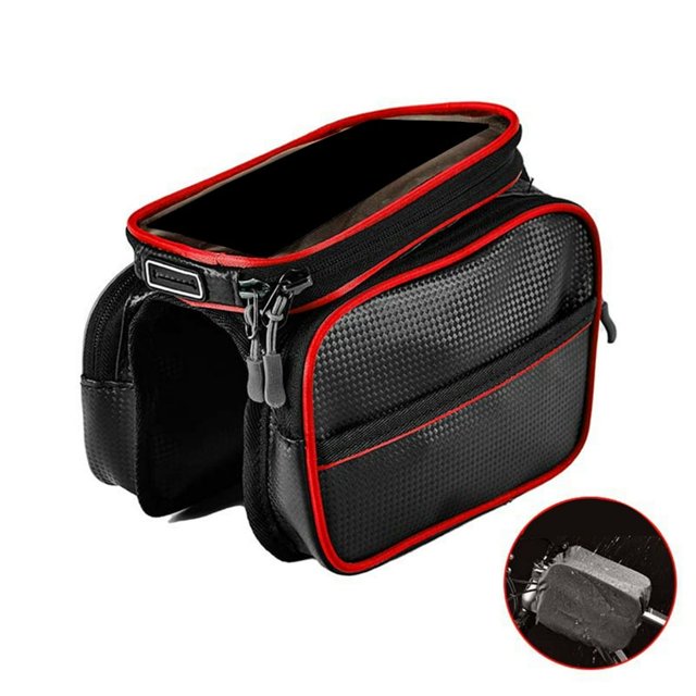 HLONK Cell Phone Bag Holder Handlebar Bag with Touch Screens Mountain Bike Front Top Tube Pouches Pannier Phone Mount Holder
