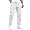 thumbnail image 3 of Pantalon Cargo en Ripstop pour Homme Pantalon Tactique Pantalon de Randonnée avec Multiples Poches Résistant à l'Eau pour Plein Air Militaire Pêche Travail Tenue Quotidienne Coupe Confortable / IhhxPro,Blanc P, 3 of 9