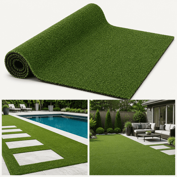 Artificial Grass Turf Lawn-3 Ft x 16 Ft, Indoor Outdoor Rug Synthetic Grass Mat Fake Grass, Dog Turf Mat Synthetic Lawn for Garden Landscape, Patio, Backyard, Balcony