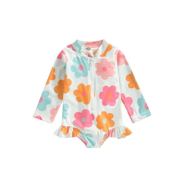 Bagilaanoe Toddler Baby Girl OnePiece Swimsuit Floral Print Long