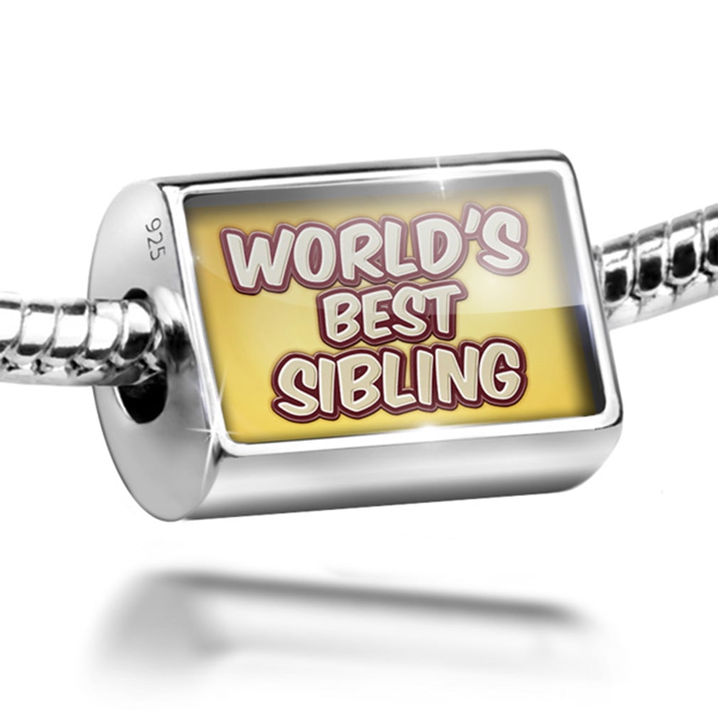 NEONBLOND Custom Charm Worlds Best Brother-in-Law Happy Yellow 925 Sterling Silver Bead