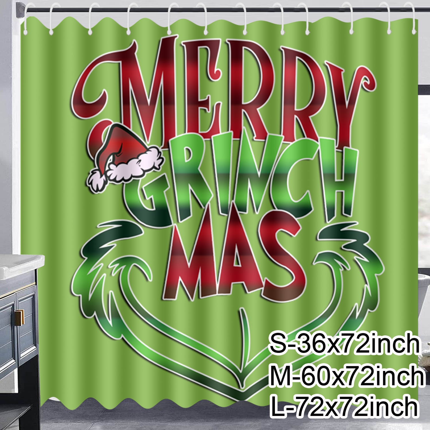 The Christmas Shower Curtain for Bathroom Set Winter Xmas Farmhouse Home Bath Bathtub Decoration