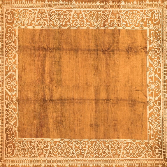Ahgly Company Indoor Square Abstract Orange Contemporary Area Rugs, 4' Square