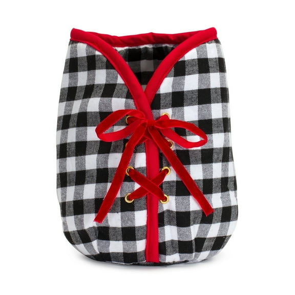 Christmas Tree Pot Cover - 9 Inch Holiday Tree Base - Festive Plaid Design - Decorative Tree Stand Cover