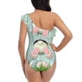 thumbnail image 6 of Yiaed White Bunny Bottom And Easter Eggs Print Women One Piece Swimsuits Tummy Control One Shoulder Bathing Suits Pattern Ruffle Swimwear-Medium, 6 of 8