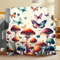 thumbnail image 5 of 1 Piece Colorful Mushroom and Butterfly Theme Pattern Printed Flannel Blanket Suitable for All Seasons Multifunctional Gift Printed Blanket Ideal Holiday Birthday Gift Choice for Family and Friends, 5 of 7