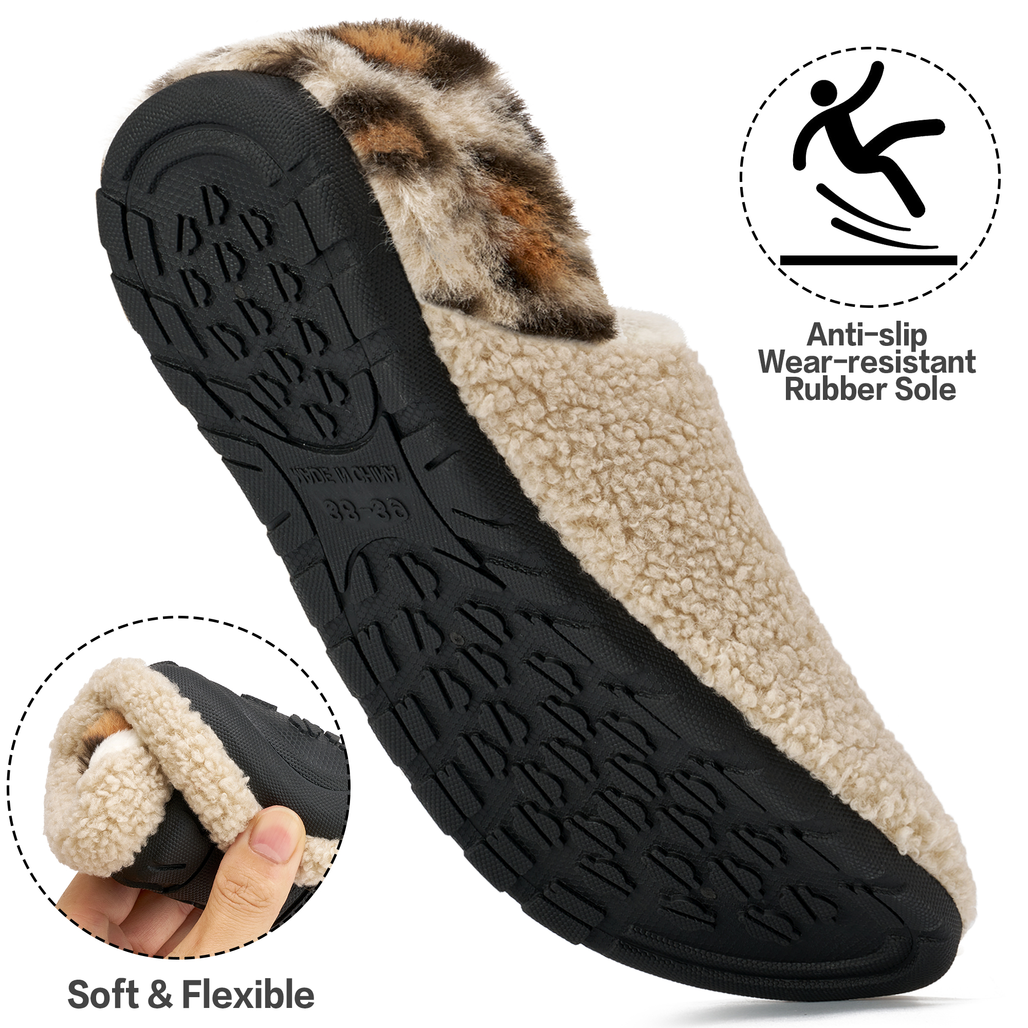 Ecetana Women's Fuzzy Closed-Back House Slippers photo 5