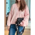 thumbnail image 4 of Cárdigans de Invierno para Mujer, Estilo Cárdigan, con Botones, Abrigos Informales, Oversize, Tejido Grueso de Punto , Larga, Prendas Exteriores Rosa M, 4 of 8