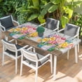 thumbnail image 2 of Watercolor Floral Table Cloths for 3 Foot Rectangle Tables, Spring Botanical Flowers Leaves Wood Grain Patio Waterproof Elastic Fitted Tablecloths, Washable Rectangular Table Cover for Camping, 2 of 8