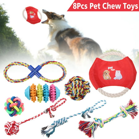 8Pcs Set Pet Puppy Dogs Resistant To Bite Healthy Teeth Gums Braided Bone Rope Cotton Chew Knot Play Training Toys for (Best Toys For Puppies That Bite)