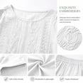 thumbnail image 4 of Aofany Two Piece Sets for Women Cotton Linen Outfits Casual Crew Neck Solid Short Sleeve Top and Wide Leg Pants Set, 4 of 4