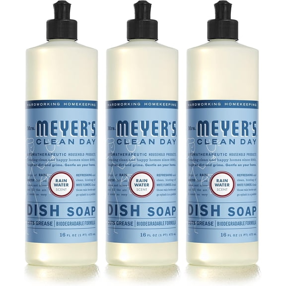 MRS. MEYER'S CLEAN DAY Liquid Dish Soap, Rain Water, 16 fl. oz - Pack of 3