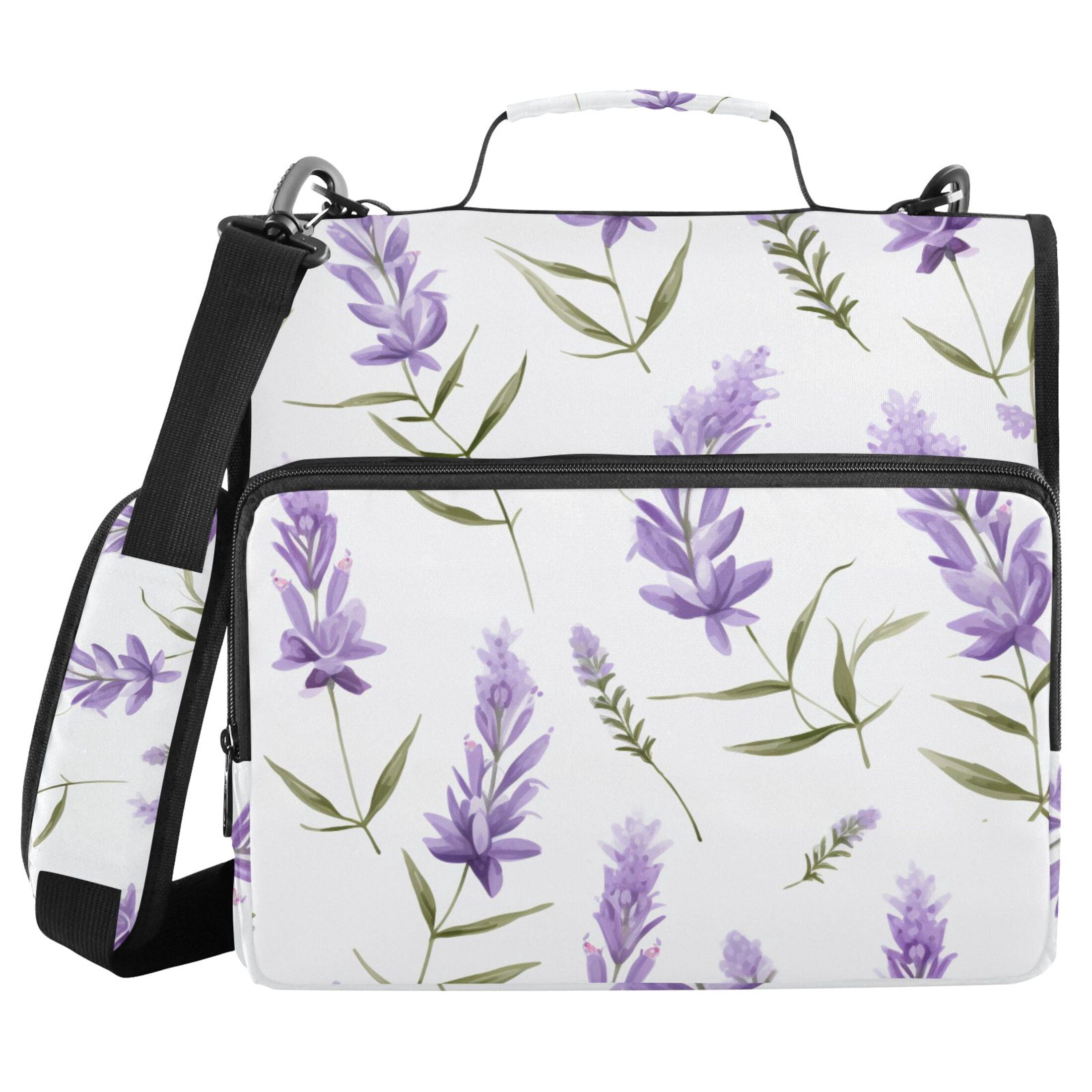 ALAZA Zipper Binder Lavender Flower 3 Ring Trapper Keeper File Folder Organizer Bag
