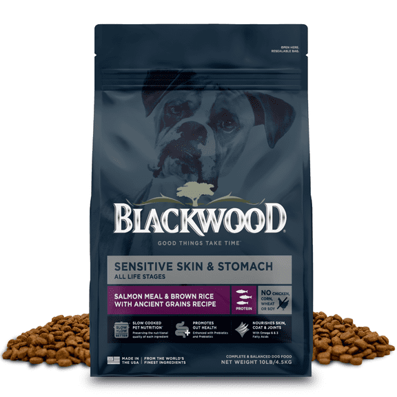 Blackwood Dry Dog Food Sensitive Skin & Stomach Salmon Meal with Ancient Grains 10 lb.