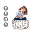 thumbnail image 2 of Botanical Storage Toy Bag Chair, Monochrome Design of Branches Leaves and Various Herbs Drawn by Hand, Stuffed Animal Organizer Washable Bag, Large Size, Dark Cocoa and White, by Ambesonne, 2 of 3