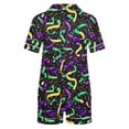 thumbnail image 4 of Feancey Lounge Pjs Sets for Women Mardi Gras Button Down Sleepwear Short Sleeve Shirt and Shorts Soft Pajama Set Carnival Themed Loungewear Multicolor XXL, 4 of 5