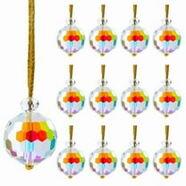 Bfogop Crystal Ornaments Christmas Tree Decorations, 8PCS Xmas Crystal Ball Prism, Mini Round Ball Drop Hanging Ornament for Xmas Tree Suncatcher Chandelier Wedding Party Home Decor