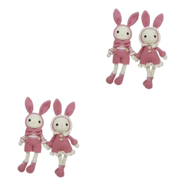 Cateissary Crochet Kit for Beginner Cute Rabbits Accessories Yarn, Hook, Includes Rosa 2piezas