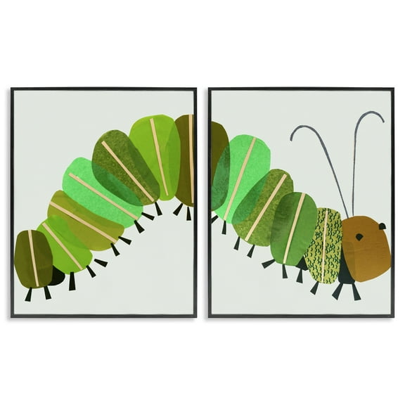 Stupell Industries Cute Cozy Caterpillar Animals Painting Black Framed Art Print Wall Art, 11 x 14, Set of 2