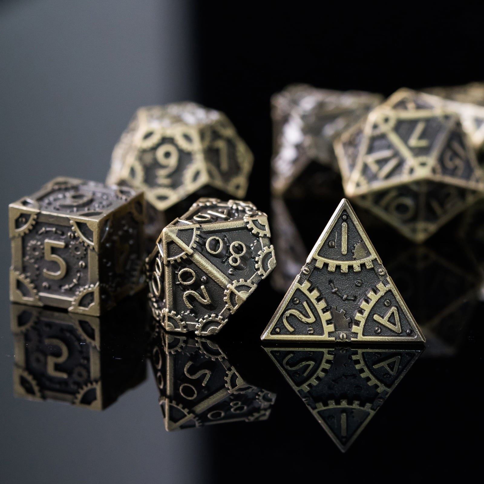 Cusdie 7 PCS/SET DND Metal Dice, Steampunk Polyhedral D&D Dice Set, Metal Dice Set for Role Playing Game D&D Dice MTG Pathfinder