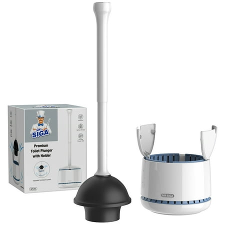 mr.siga toilet plunger with holder, heavy duty toilet plunger and holder combo for bathroom cleaning