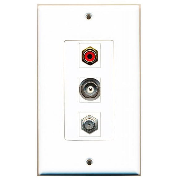 RiteAV - 1 Port RCA Red and 1 Port Coax Cable TV- F-Type and 1 Port BNC Decorative Wall Plate Decorative