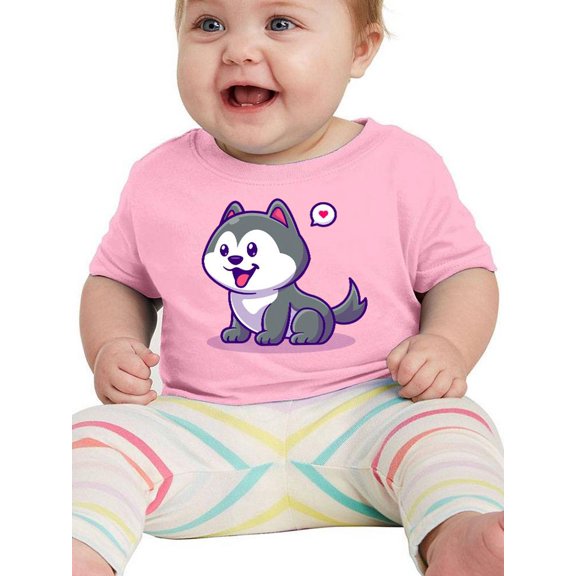 Cute Husky Dog Cartoon T-Shirt Infant -Image by Shutterstock,  6 Months