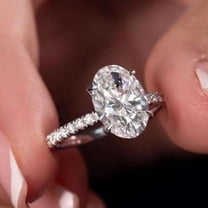 Jewelerix Beautiful 14K White Gold Vermeil Promise Ring Comfort Fit Oval Cut Wedding Ring Moissanite Diamond Engagement & Anniversary Ring