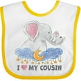 thumbnail image 3 of Inktastic I Love My Cousin Cute Elephants with Moon and Stars Boys or Girls Baby Bib, 3 of 4