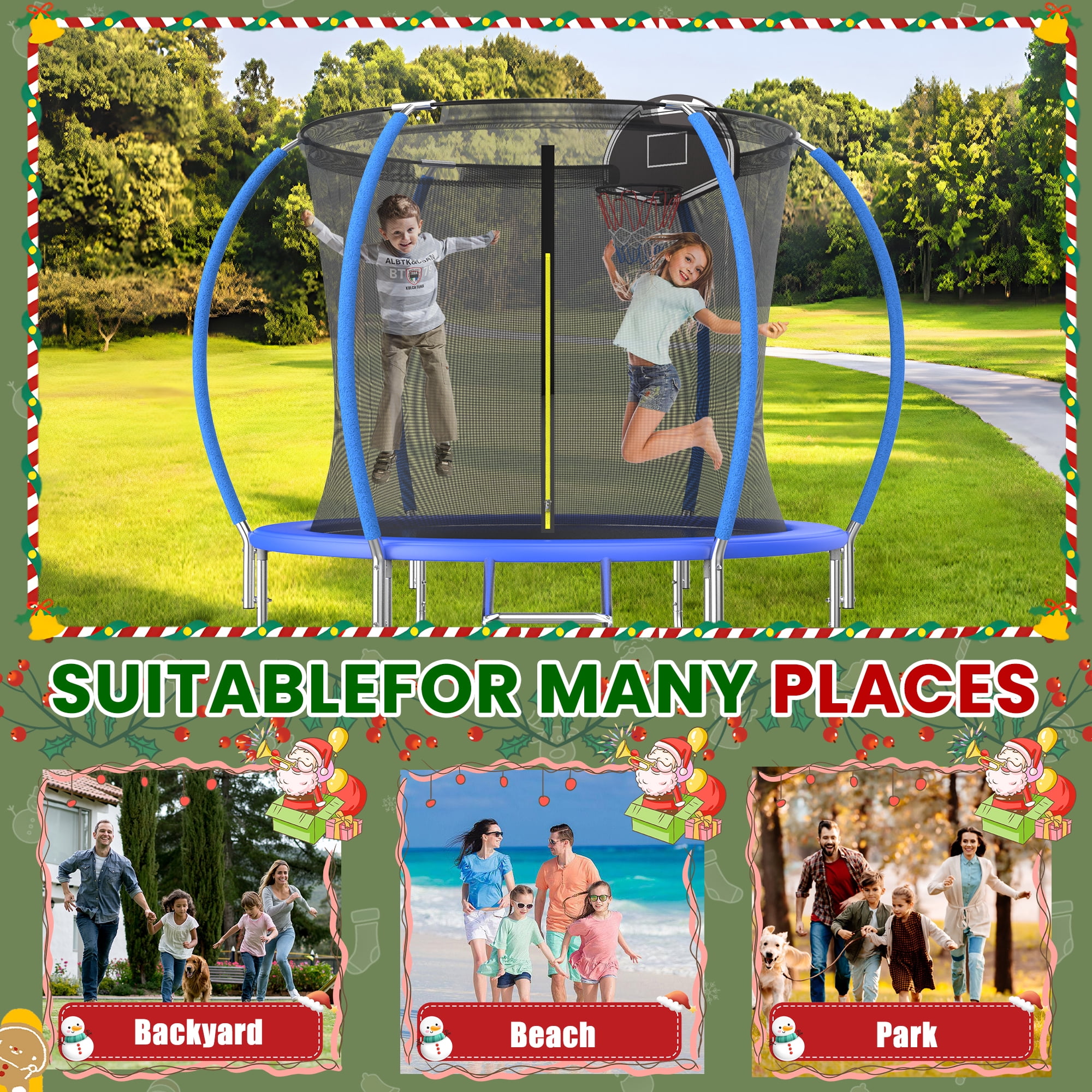 Shengchao Trade 1200LBS 12ft Heavy Duty Outdoor Trampoline for 3-5 Kids and Adults,Backyard Trampoline with Enclosure Net and Ladder, Jumping Trampoline Capacity for Boys and Girls Birthday Gift