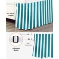 thumbnail image 3 of Teal Striped Bed Skirt Queen Size, Simple Art Vertical Stripe Farmhouse Wrap Around Bed Skirting with Adjustable Elastic Strap, Dust Ruffle Pleated Bedskirts 16 Inch Drop for Bedroom Queen Beds, 3 of 9
