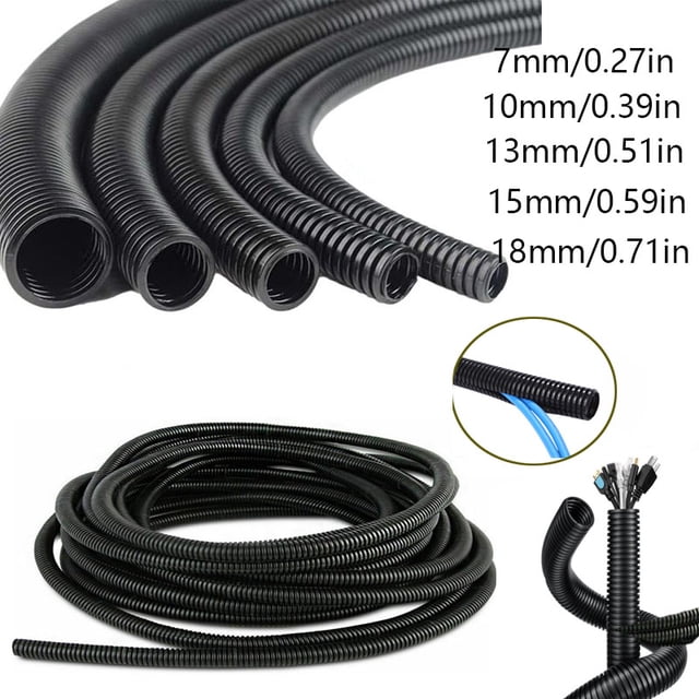 Diámetro exterior 7/10/13/15/18/21/25/28mm longitud 1/3/6m cable de acero tipo dividido conducto trenzado tubo de polietileno manga negra