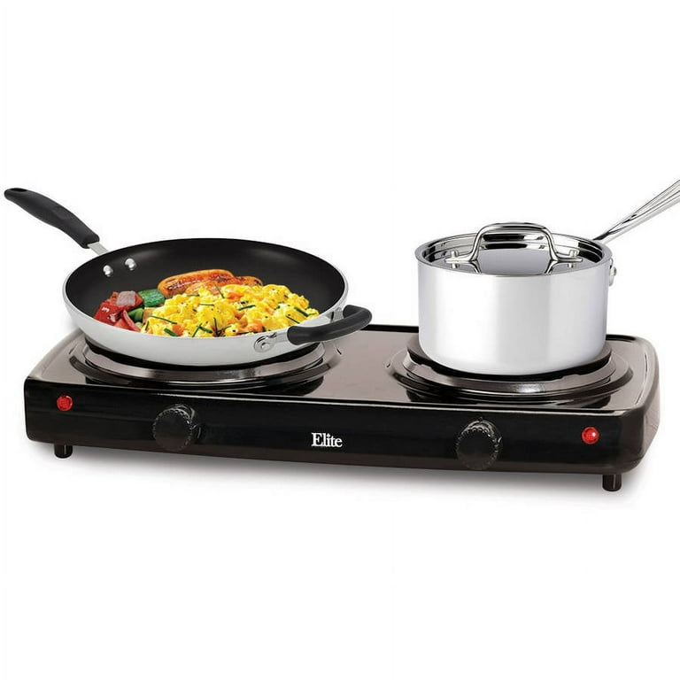 Elite by Maxi Matic EDB-302BF Cuisine Electric Double Cast Burner Hot Plate  Black - Walmart.com